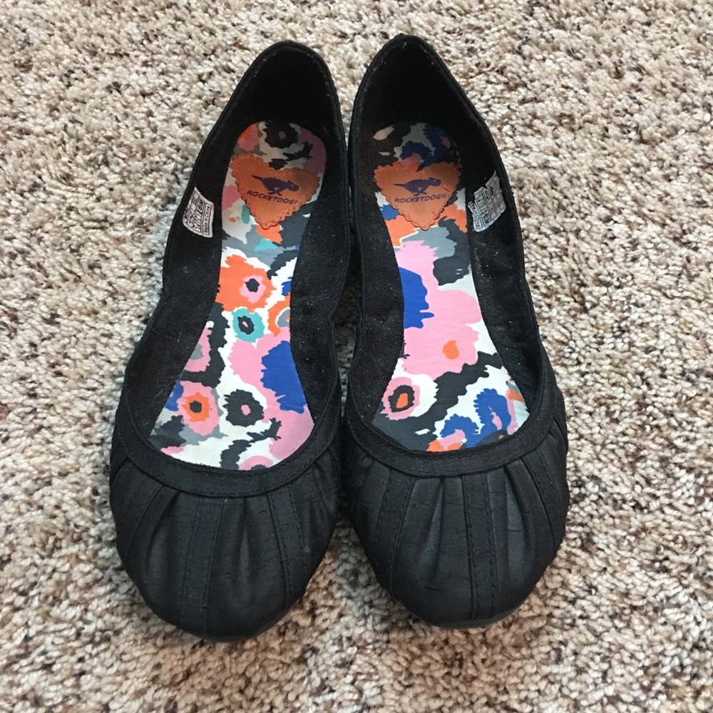 RocketDog Black Silk Flats size 8.5